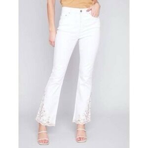 NEW Charlie B Bootcut Embroidered Jeans White Women's 12 x 31"